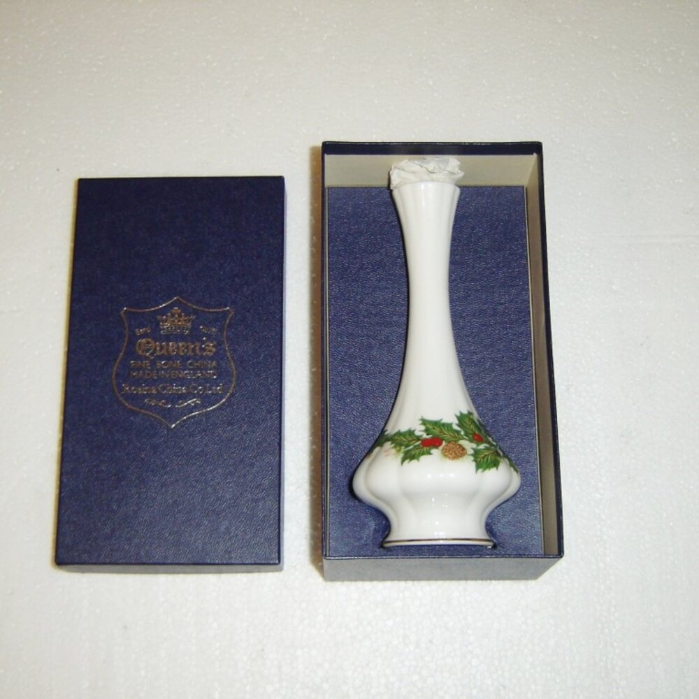 Rosina Queens China Yuletide 7" Bud Vase NIB